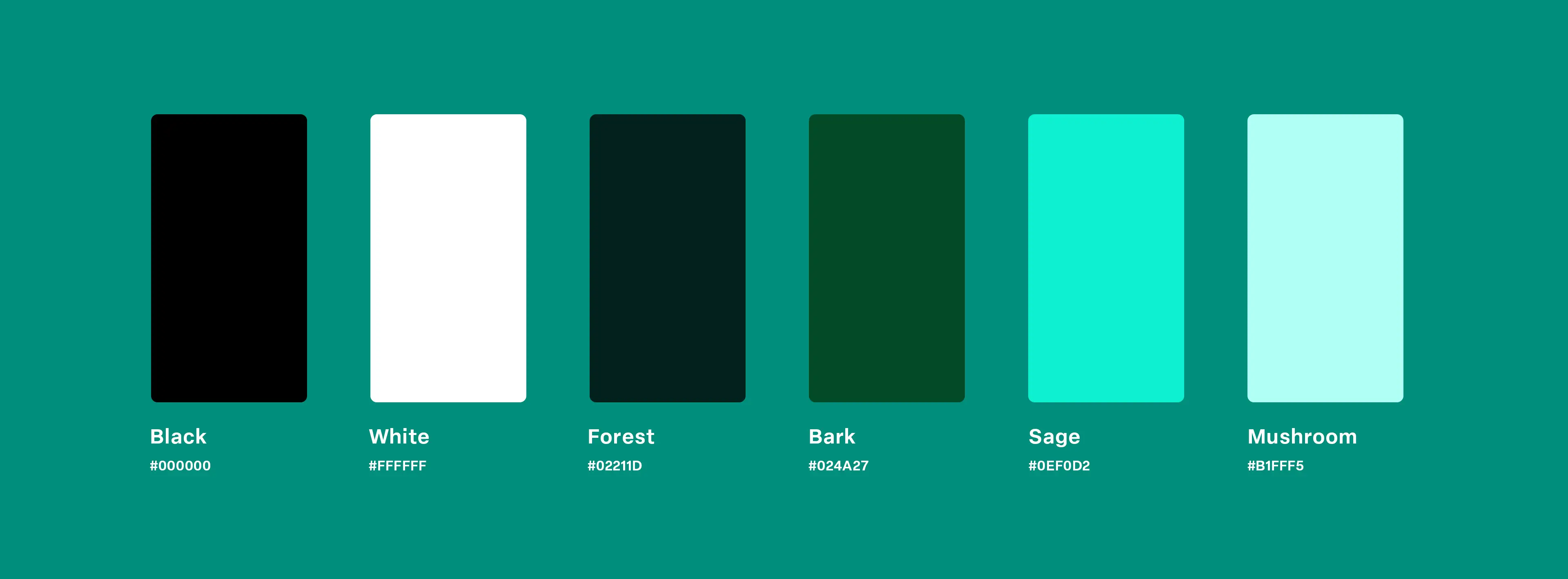 Color palettes showing a varation of green shades