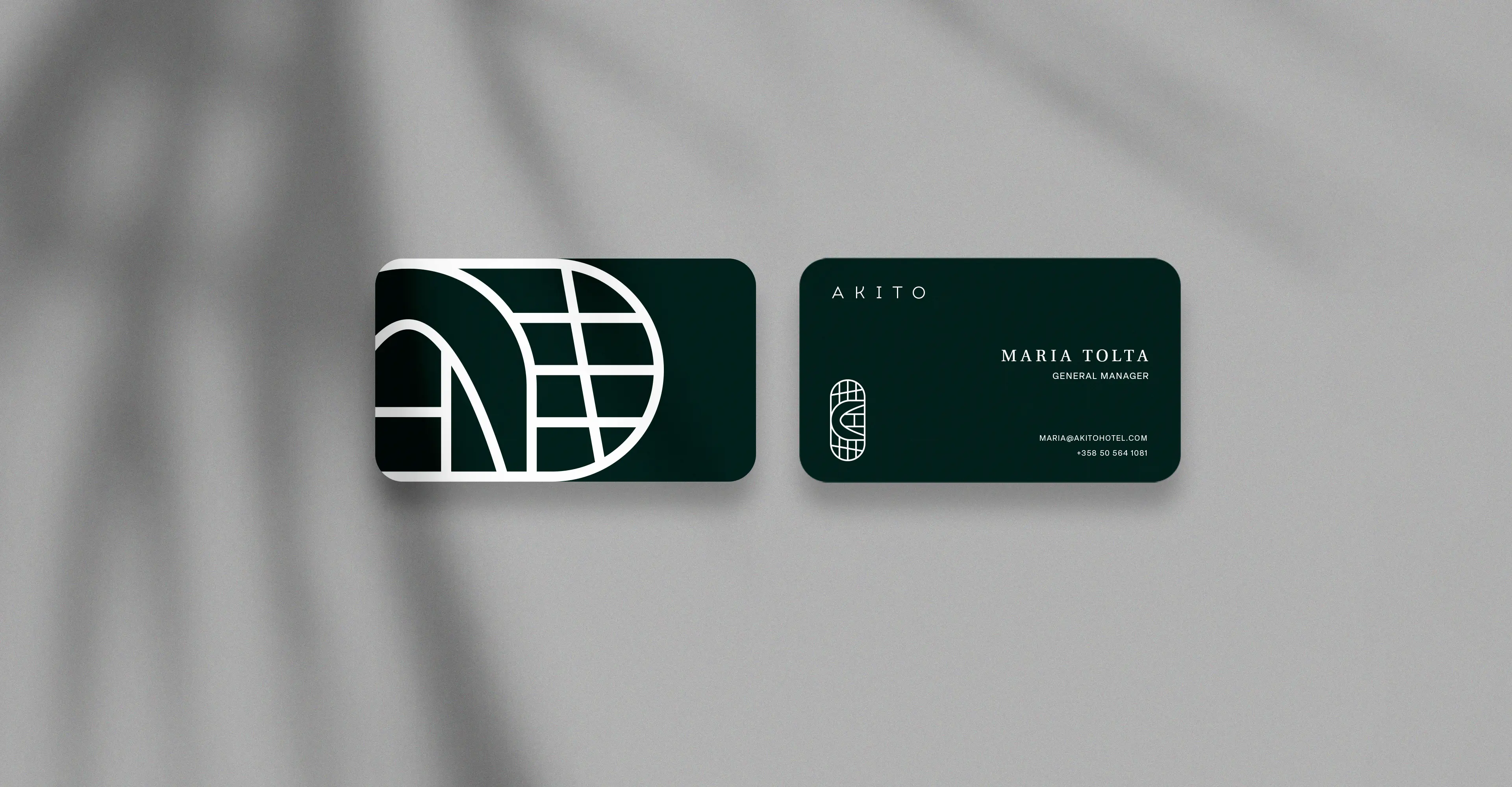 Black business card mockup with logos, emails and important information