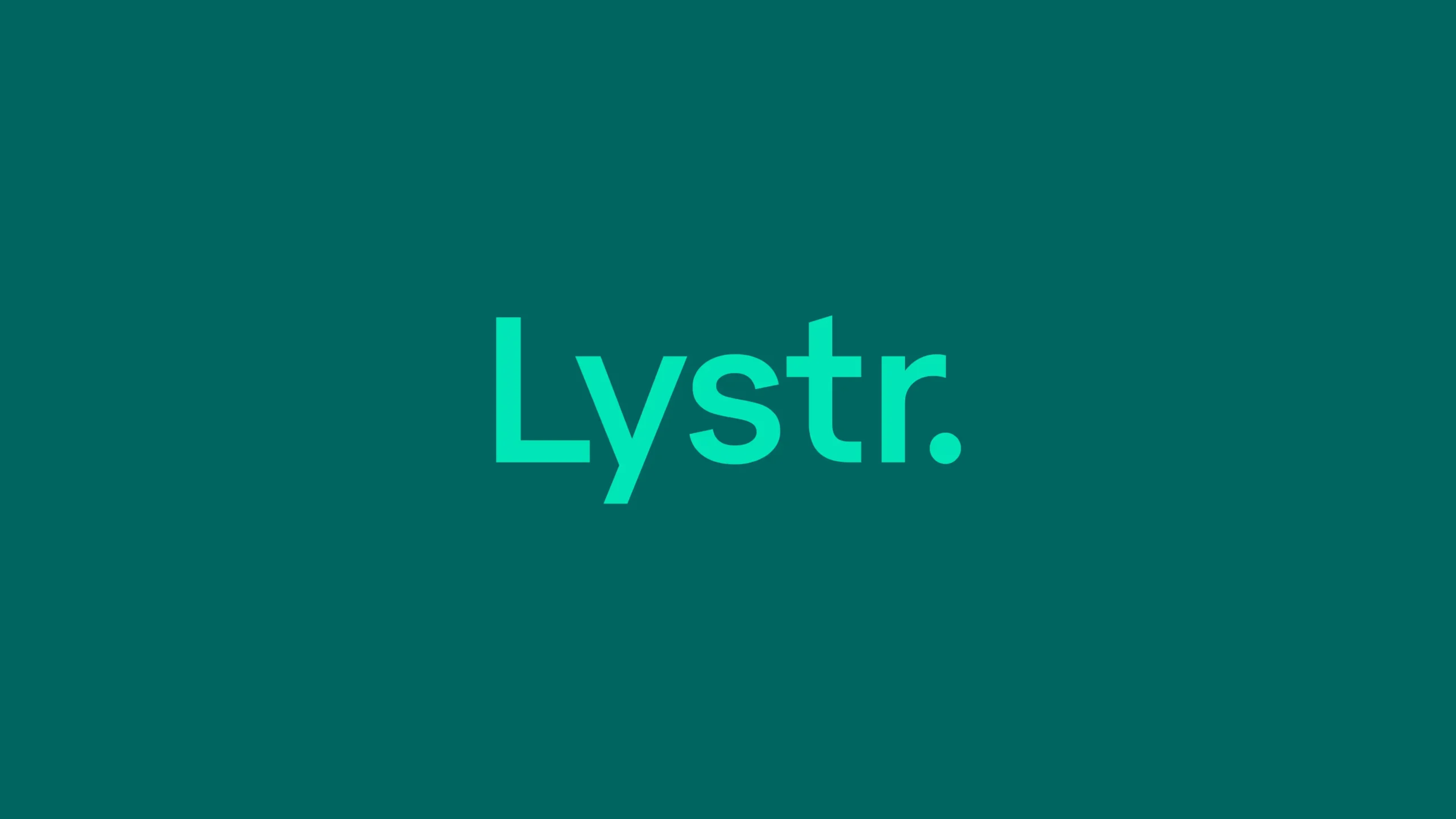 Lystr logo in light teal on a dark teal background.