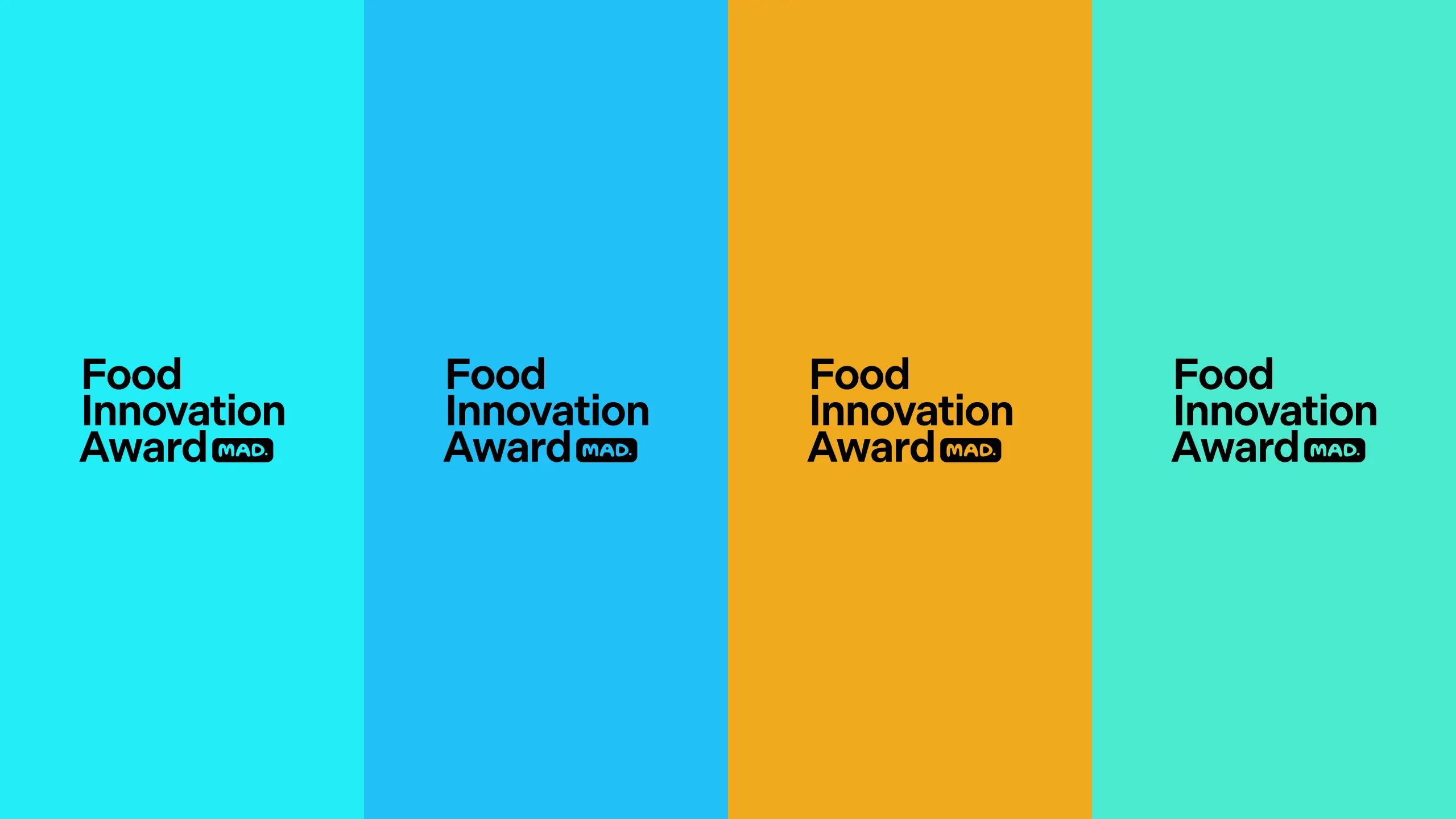Food Innovation Award logo against the four primary campaign colors: Sky, Sea, Amber, and Mint.