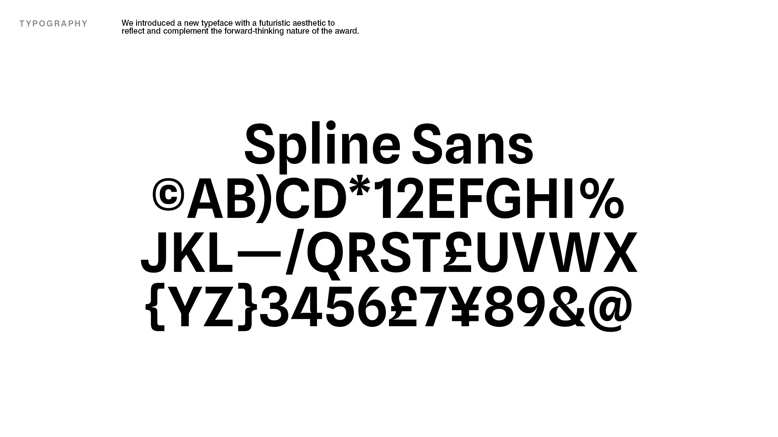 Sample of the Spline Sans typeface introduced for its futuristic aesthetic.